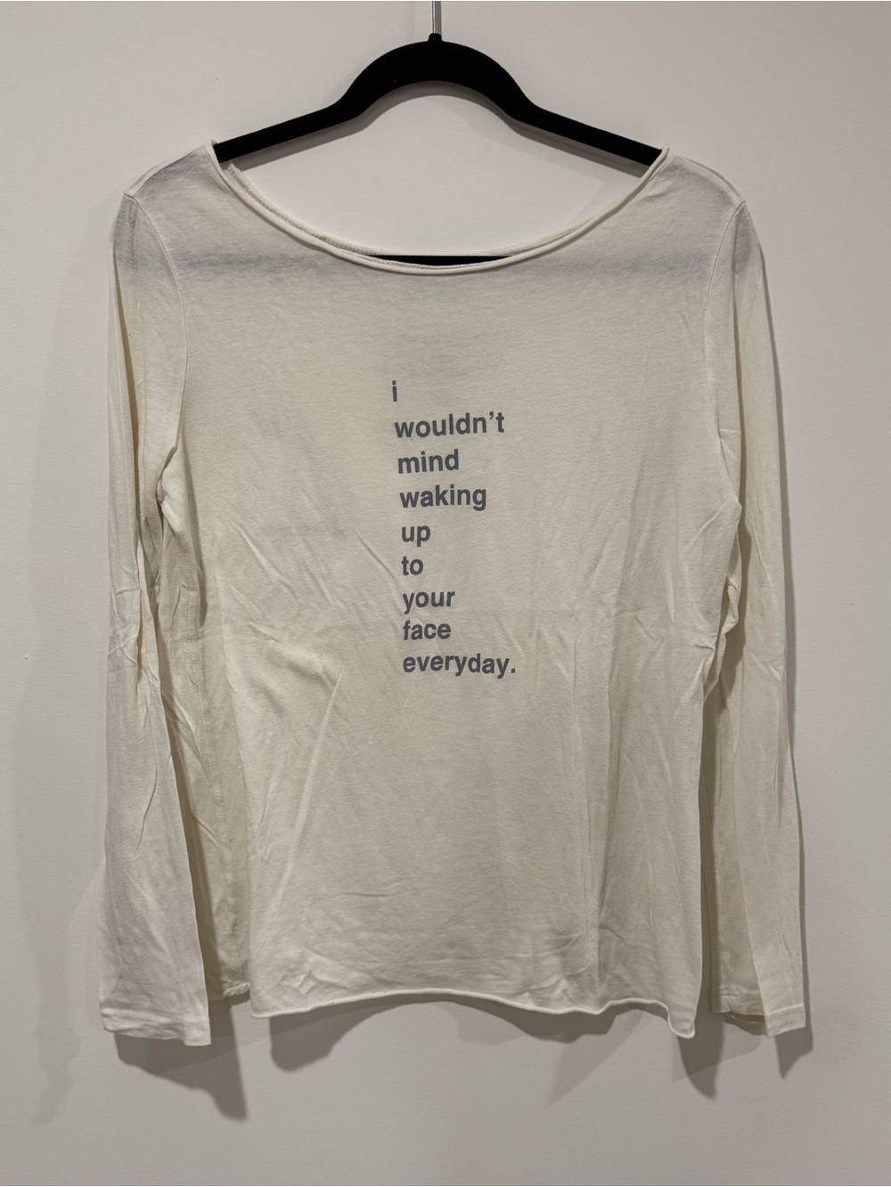 Good hYOUman white long sleeve graphic text shirt top size XS/S wide neck logo